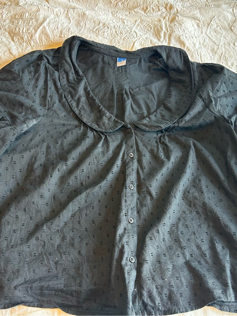 Classic Black Button-Front Women’s Shirt with Peter Pan Collar